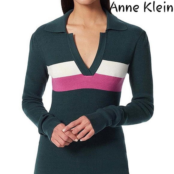Anne Klein Sweaters - Anne Klein Fiona Long Sleeve Polo Sweater